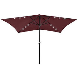 Maison Chic Parasol Jardin | Parasol avec LED et mat en acier Rouge bordeaux 2x3 m - GKD22843