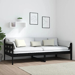 Avis vidaXL Lit de jour sans matelas noir bois de pin massif 90x200 cm