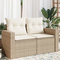 vidaXL Canapé de jardin avec coussins 2 places beige résine tressée