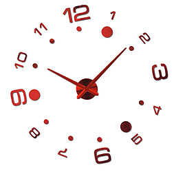 moderne diy grande horloge murale grande montre 3d miroir quartz analogique horloge rouge pas cher