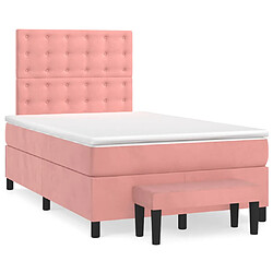 vidaXL Sommier à lattes de lit avec matelas Rose 120x200 cm Velours