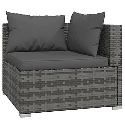 Acheter Maison Chic Salon de jardin 5 pcs + coussins - Mobilier/Meubles de jardin - Table et chaises d'extérieur Résine tressée Gris -MN28999