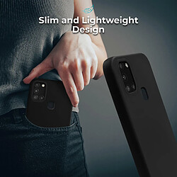 Moozy Lifestyle. Coque conçue pour Samsung A21s, noir – Coque en silicone liquide avec finition mate et doublure en microfibre douce.