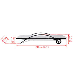 Helloshop26 Lot de deux chaises longues transat 200 cm avec table résine tressée noir 02_0011915 pas cher