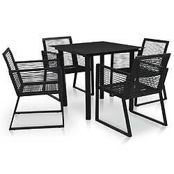 vidaXL Ensemble à manger d'extérieur 5 pcs Rotin PVC Noir