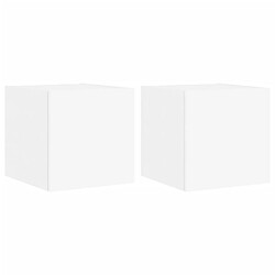 vidaXL Meubles TV muraux avec lumières LED 2 pcs blanc 30,5x35x30 cm