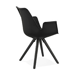 Acheter Mes Fauteuil design noir et piètement en bois noir - SHAFT