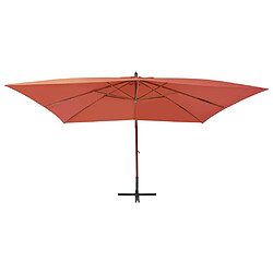 Helloshop26 Parasol meuble de jardin en porte-à-faux avec mât en bois 400 x 300 cm terre cuite 02_0008628