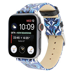 Wewoo Thorns Printing Bracelet de montre en cuir véritable pour Apple Watch séries 3 et 2 et 1 38 mm bleu