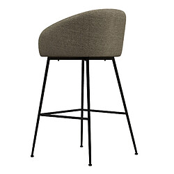 Moloo CHLOE-Fauteuil de bar en tissu Luxury Taupe et métal noir (x2)