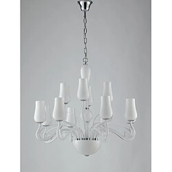 Fan Europe Chandelier abats jours Angel 12 ampoules Verre blanc