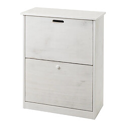 Avis Mendler Meuble à chaussures HWC-K45, armoire à chaussures, 81x60x25cm 2 abattants, MDF en paulownia ~ blanc shabby