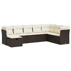 vidaXL Salon de jardin 8 pcs avec coussins marron résine tressée