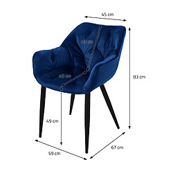 Acheter ML-Design Lot de 6 chaises de salle à manger assise bleu foncé en velours pieds métal noir