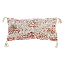 Coussin DKD Home Decor Beige Orange Polyester Coton Aluminium Frange (60 x 10 x 30 cm)