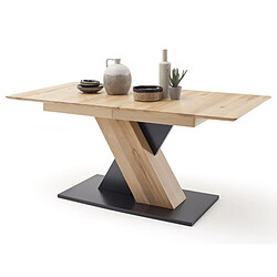 Pegane Table à manger extensible en hêtre massif huilé - L.140-185 x H.77 x P.90 cm