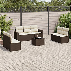 vidaXL Salon de jardin 8 pcs avec coussins marron résine tressée