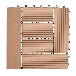 Mendler Carreau de sol WPC Rhône + bordure, aspect bois, 11x chaque 30x30cm = 1m² Premium ~ teak, échelonné