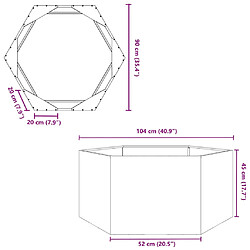 vidaXL Jardinière vert olive hexagone 104x90x45 cm acier pas cher