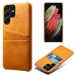 Coque en TPU + PU anti-rayures avec porte-cartes orange pour votre Samsung Galaxy S22 Ultra 5G