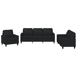 vidaXL Ensemble de canapés 3 pcs avec coussins Noir Similicuir