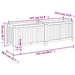 vidaXL Jardinière avec doublure 153x38,5x50 cm bois massif d'acacia pas cher