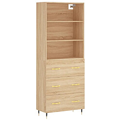 vidaXL Buffet haut Chêne sonoma 69,5x34x180 cm Bois d'ingénierie