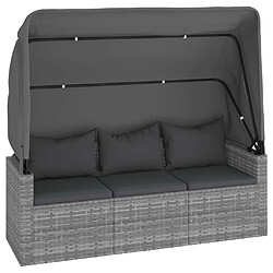 Acheter vidaXL Salon de jardin 4 pcs avec coussins gris résine tressée