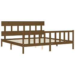 Maison Chic Lit adulte - Cadre Structure de lit avec tête de lit Contemporain marron miel 200x200cm bois massif -MN36549 pas cher