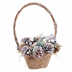 BigBuy Christmas Décorations de Noël Multicouleur Rotin Plastique Foam Ananas Panier 21 x 21 x 30 cm