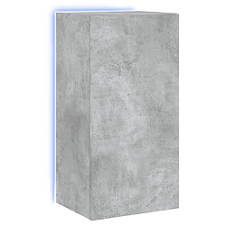 Maison Chic Meuble TV mural, Banc TV avec lumières LED pour salon, Meuble de rangement gris béton 40,5x35x80 cm -GKD33190