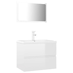 Maison Chic Ensemble de meubles de salle de bain,Armoire rangement Bain Blanc brillant Aggloméré -MN11129