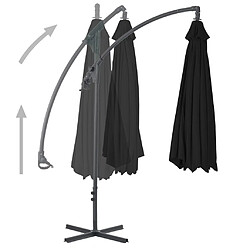 vidaXL Parasol de jardin en porte-à-faux avec mât en acier noir