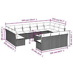 Avis Maison Chic Salon de jardin avec coussins 14 pcs | Ensemble de Table et chaises | Mobilier d'Extérieur beige résine tressée -GKD25123