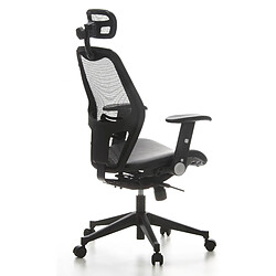 Siège de bureau / Fauteuil de direction AIR-PORT, assise cuir/ dossier maille noir hjh OFFICE pas cher