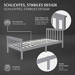 Avis ML-Design Lit d'enfants simple bois de pin gris clair sommier à lattes + matelas 90x200 cm