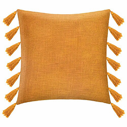 Coussin Déco à Pompons Gypsy 50x50cm Ocre