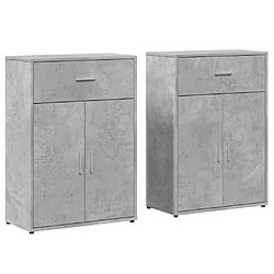 vidaXL Buffets 2 pcs gris béton 60x30x84 cm bois d'ingénierie