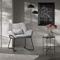 ML-Design Fauteuil Lounge Fauteuil Relax Coussin de dossier Fauteuil de salon Lin Gris cla pas cher