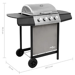 vidaXL Barbecue gril à gaz avec 4 brûleurs Noir et argenté pas cher