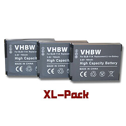 Vhbw Set de 3 batteries 700mAh appareil photo Samsung Digimax WB100, WB600, WB650, WB690, WB700, WB1000, WB2000, WB5000, WB5500 remplace Samsung SLB-11a