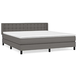 vidaXL Sommier à lattes de lit avec matelas Gris 160x200 cm Similicuir