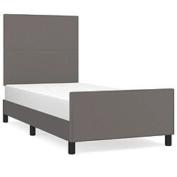 Maison Chic Lit adulte - Cadre Structure de lit avec tête de lit Contemporain Gris 90x200 cm Similicuir -MN96046