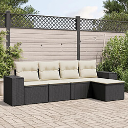 Maison Chic Ensemble de 5 Tables et chaises d'extérieur avec coussins,Salon de jardin noir résine tressée -GKD665702