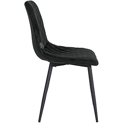 Avis Decoshop26 Lot de 4 chaises de salle à manger en tissu velours noir pieds métal noir couture losange CDS10423