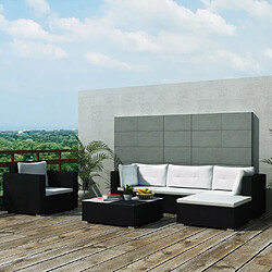 Maison Chic Salon de jardin 6 pcs + coussins - Mobilier/Meubles de jardin - Table et chaises d'extérieur Résine tressée Noir -MN66183