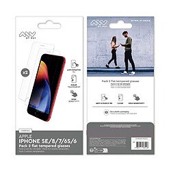 My Way Myway Pack 2 Verre Trempé pour iPhone SE/8/7/6S/6 Plat Anti-rayures Transparent