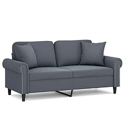 Maison Chic Canapé 2 places avec oreillers,Sofa de Salon,Canapé droit gris foncé 140 cm velours -GKD369762