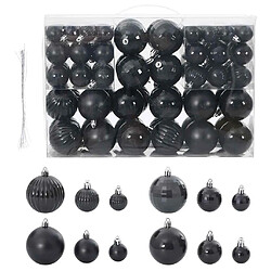 vidaXL Boules de Noël 100 pcs noir Ø3/4/6 cm