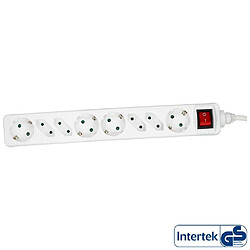 Bloc multiprise InLine® 8 ports 4x type F allemand + 4x euro avec sécurité enfants et interrupteur blanc 3m 